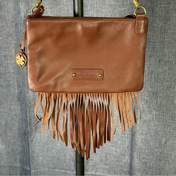 LUCKY BRAND BAILEY Western Boho Chic Brown Leather Fringe Purse Bag Clutch - Picture 2 of 13